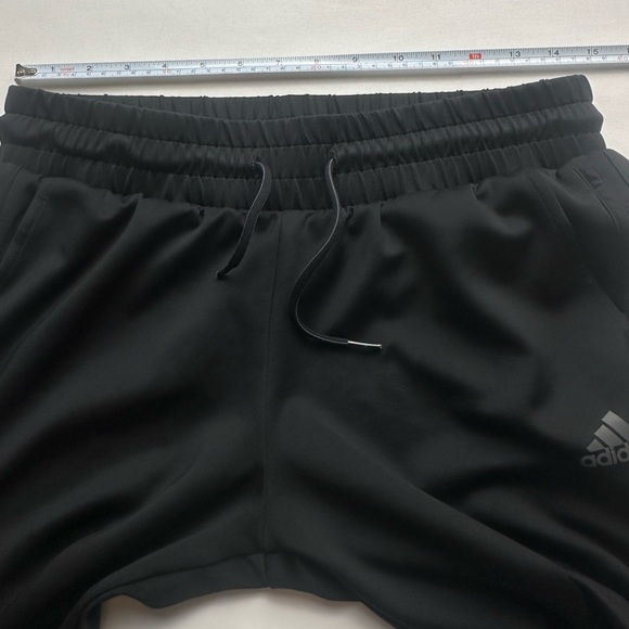 Adidas men’s black with black striped joggers. Size M - Picture 8 of 11